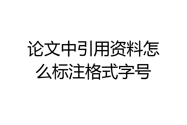 论文中引用资料怎么标注格式字号