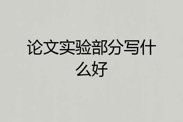 论文实验部分写什么好
