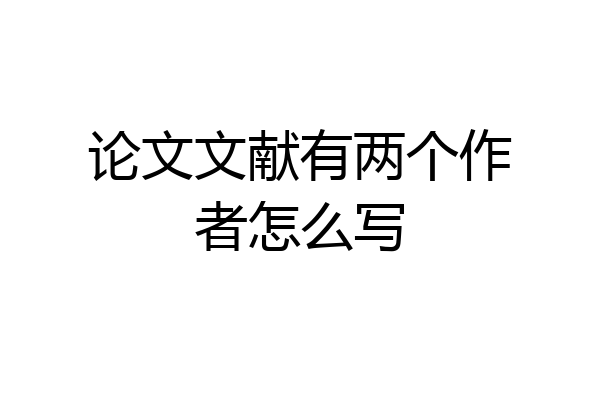 论文文献有两个作者怎么写