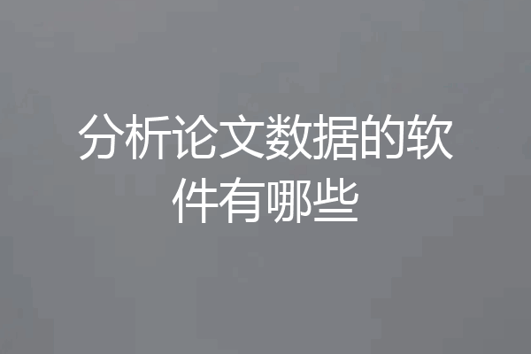 分析论文数据的软件有哪些