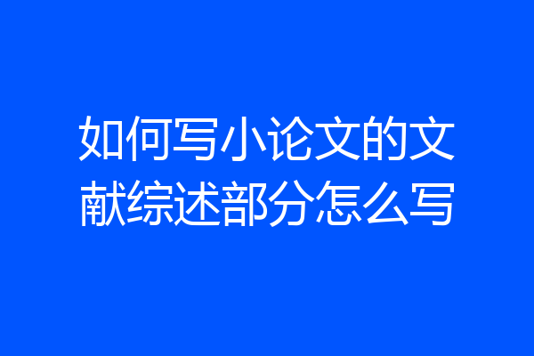 如何写小论文的文献综述部分怎么写