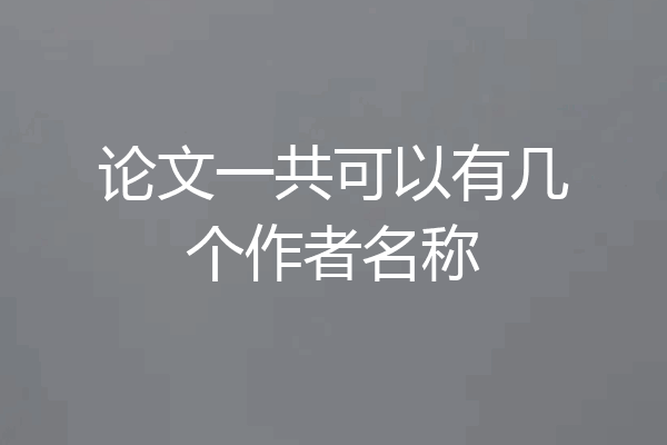 论文一共可以有几个作者名称