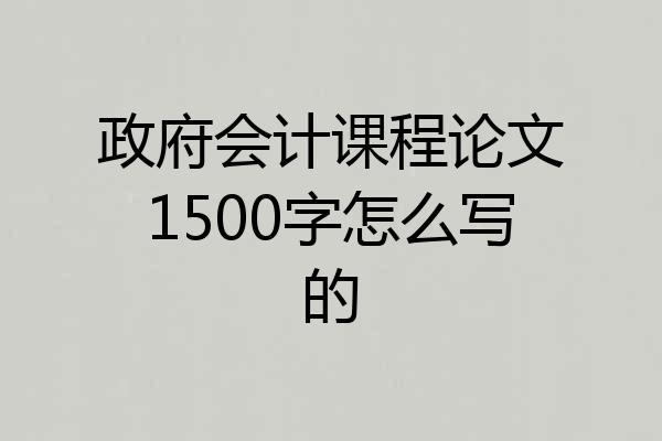 政府会计课程论文1500字怎么写的