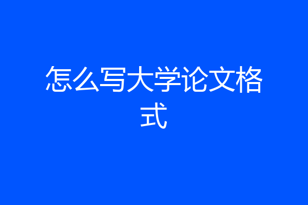 怎么写大学论文格式