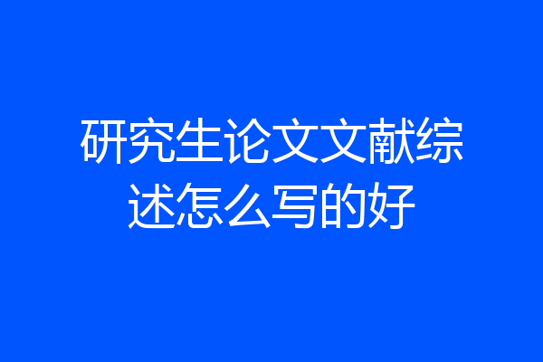 研究生论文文献综述怎么写的好
