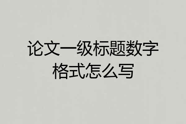 论文一级标题数字格式怎么写