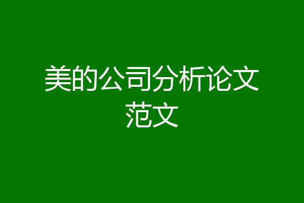 美的公司分析论文范文