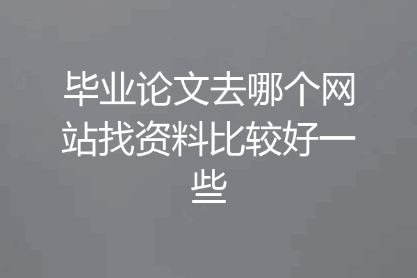 毕业论文去哪个网站找资料比较好一些