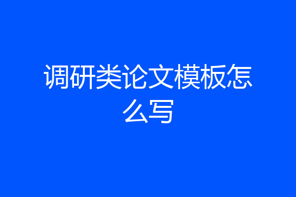 调研类论文模板怎么写
