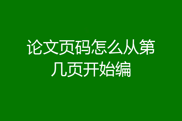 论文页码怎么从第几页开始编