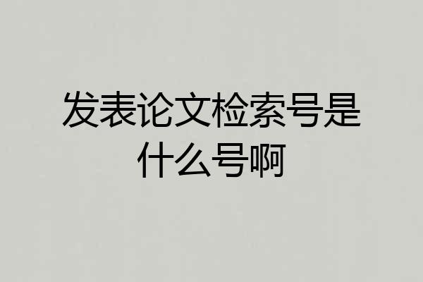 发表论文检索号是什么号啊