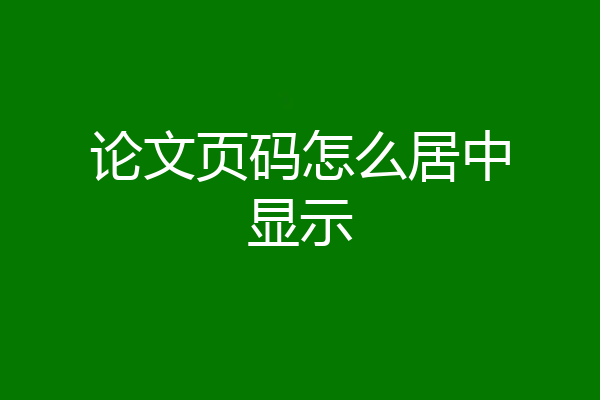 论文页码怎么居中显示