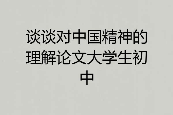 谈谈对中国精神的理解论文大学生初中
