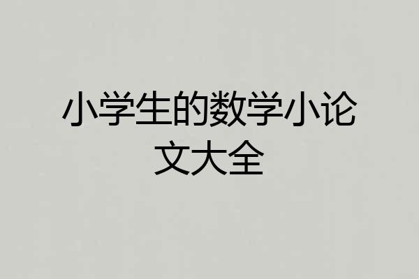 小学生的数学小论文大全