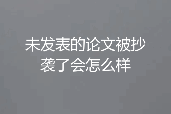 未发表的论文被抄袭了会怎么样