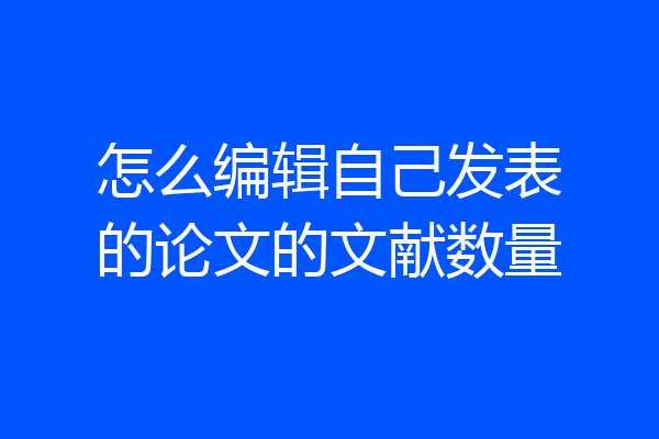 怎么编辑自己发表的论文的文献数量