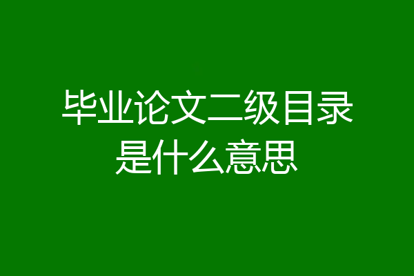 毕业论文二级目录是什么意思