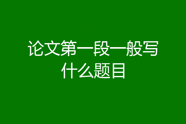 论文第一段一般写什么题目