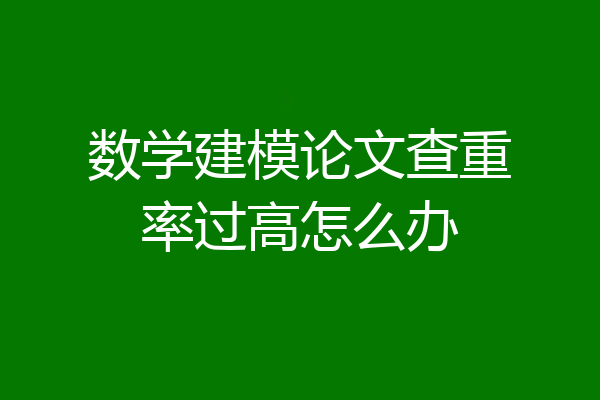 数学建模论文查重率过高怎么办