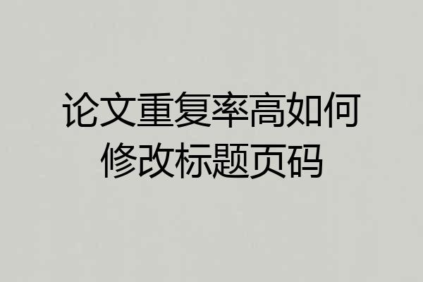论文重复率高如何修改标题页码