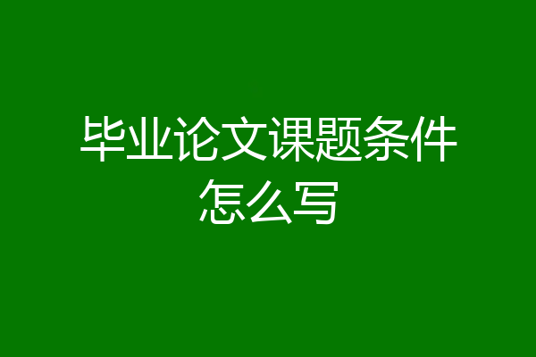 毕业论文课题条件怎么写