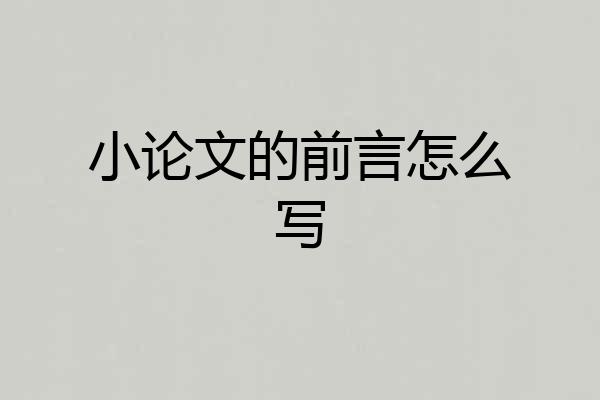小论文的前言怎么写