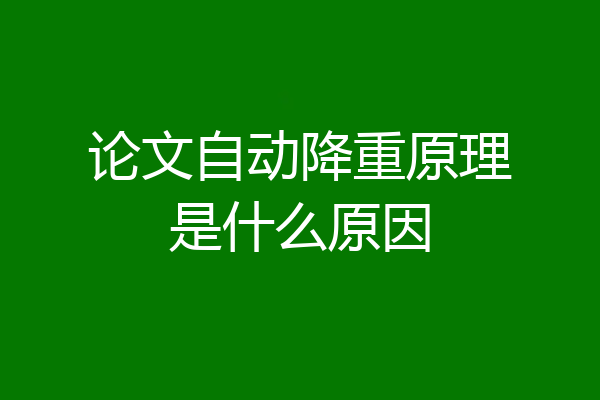 论文自动降重原理是什么原因