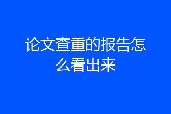 论文查重的报告怎么看出来