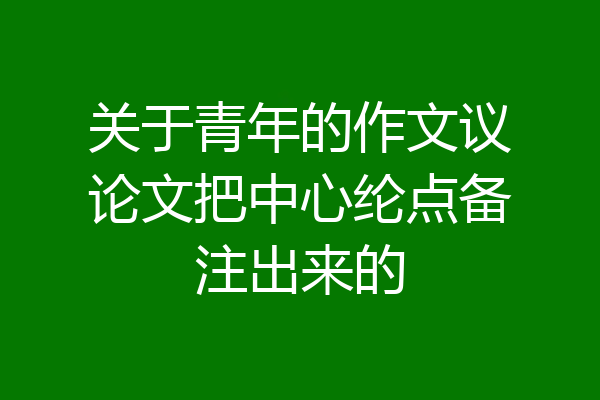 关于青年的作文议论文把中心纶点备注出来的