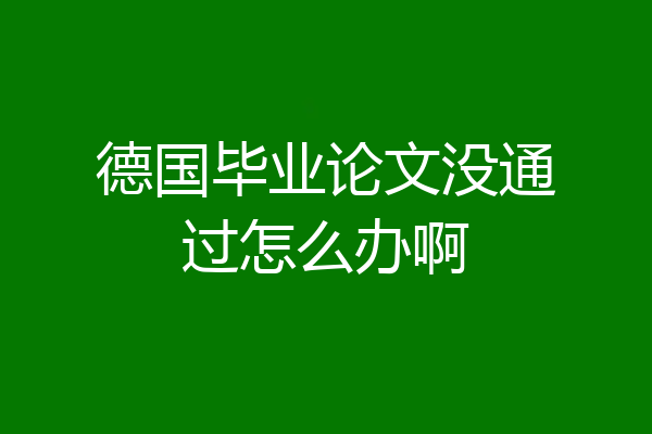 德国毕业论文没通过怎么办啊