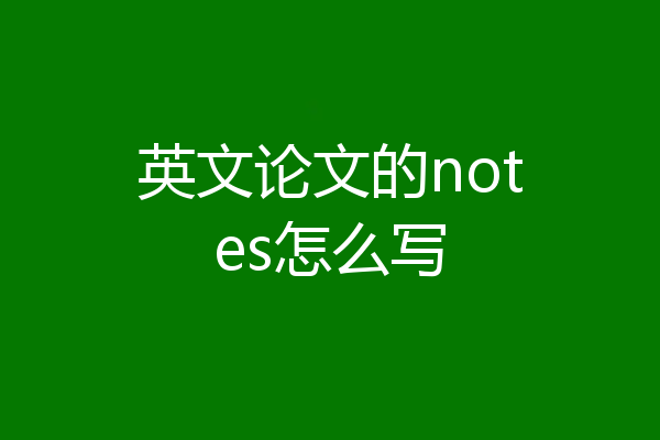 英文论文的notes怎么写