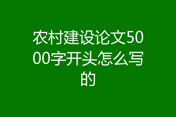 农村建设论文5000字开头怎么写的