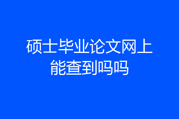 硕士毕业论文网上能查到吗吗
