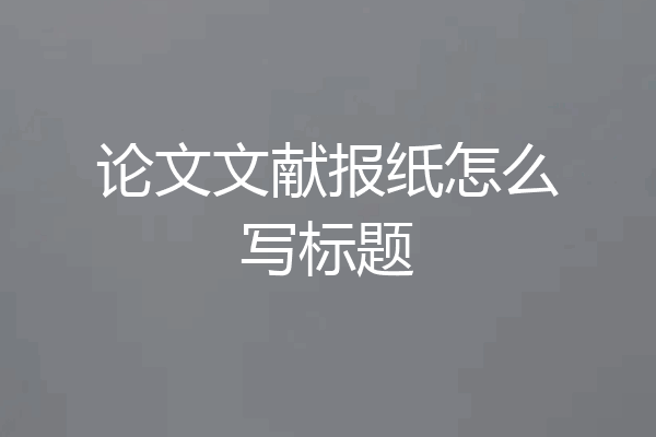 论文文献报纸怎么写标题