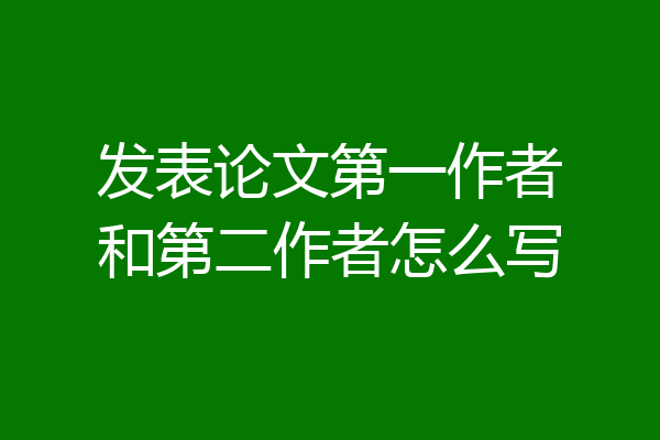 发表论文第一作者和第二作者怎么写