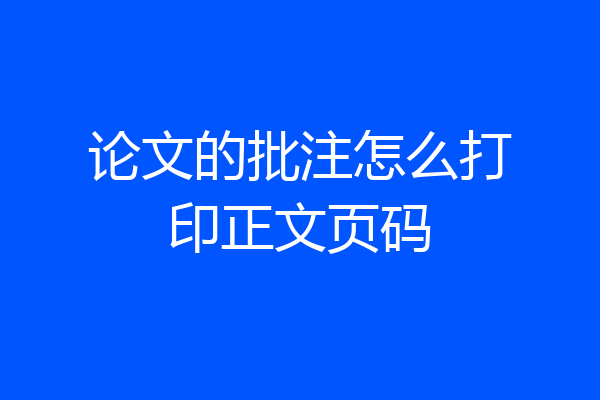 论文的批注怎么打印正文页码