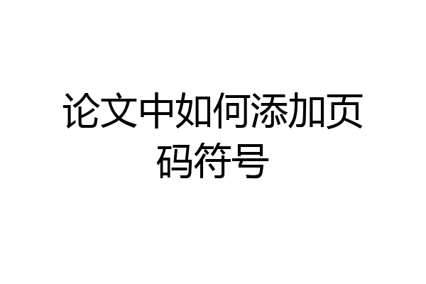 论文中如何添加页码符号