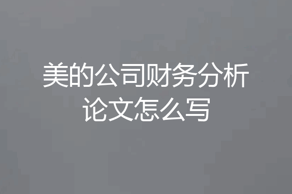 美的公司财务分析论文怎么写