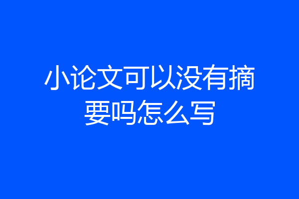 小论文可以没有摘要吗怎么写