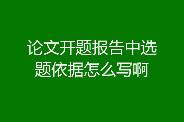 论文开题报告中选题依据怎么写啊