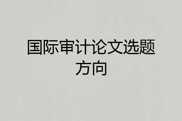国际审计论文选题方向