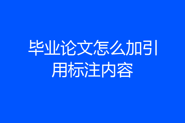 毕业论文怎么加引用标注内容