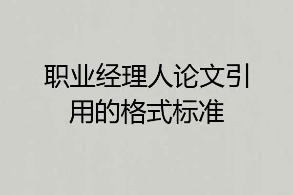 职业经理人论文引用的格式标准