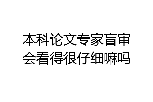 本科论文专家盲审会看得很仔细嘛吗