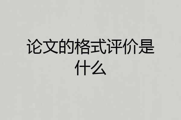 论文的格式评价是什么