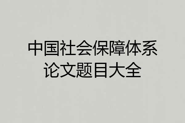 中国社会保障体系论文题目大全