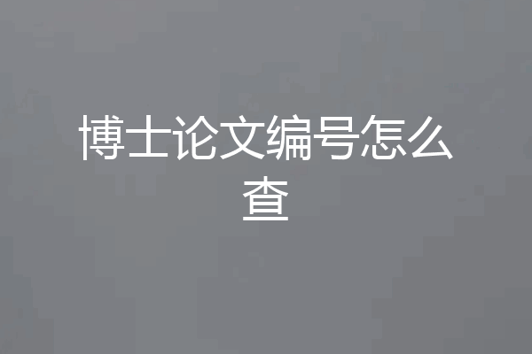 博士论文编号怎么查