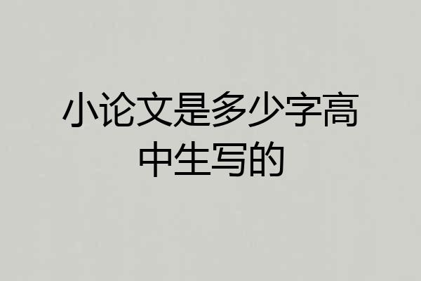 小论文是多少字高中生写的