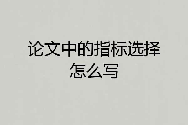 论文中的指标选择怎么写