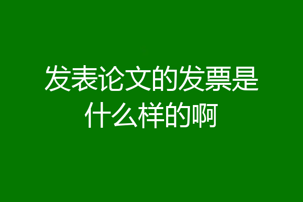 发表论文的发票是什么样的啊